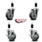 Service Caster 4'' Gray Poly Wheel Swivel 1-3/8'' Expanding Stem Caster Set 2 Brakes, 4PK SCC-EX20S414-PPUB-2-TLB-2-138 - alternate 4